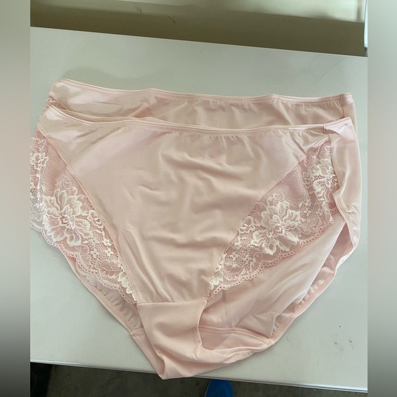 Breezies Two Toned Lace Panties Hi-Cut Set of 2 Bartley Pink Size 3X - Picture 1 of 2